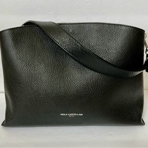 Viola Castellani Black Leather
Shoulder Bag Made in Italy